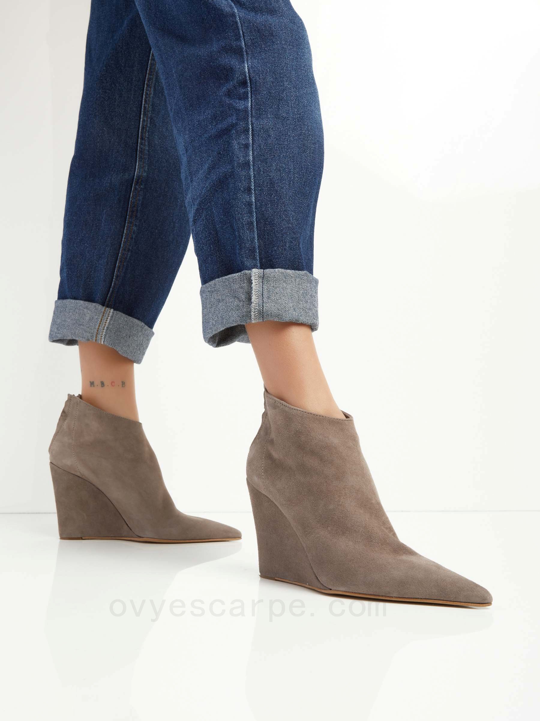 Online Wedge Leather Ankle Boots F08161027-0468 ovye scarpe